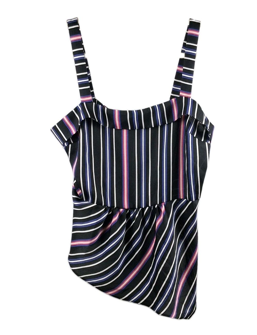 Cottagecore Babydoll Peplum Striped Tank Top Express Multicolor Wide Strap Sz M